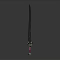 Traditional Sword With Silver Blade Red Wrapped Hilt And Golden Decorations