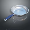 Durable Stainless Steel Frying Pan With Blue Handle For Home Kitchen Use