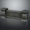 Dark Stone Balustrade Scene Component With Square Columns And Stone Slabs 3d model