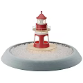 Red Lighthouse Shaped Ceramic Vessel With Gray Base And White Granular Decoration 3d model