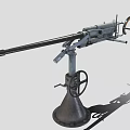 Vintage Heavy Machine Gun With Metal Structure Long Barrel And Tripod Base