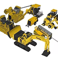 Variety Of Yellow Functional Construction Vehicles 3d model