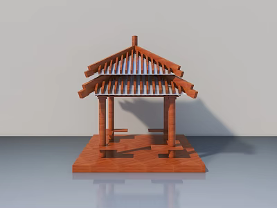 Traditional Chinese Wooden Swing Door With Classic Pavilion Roof Design 3d model
