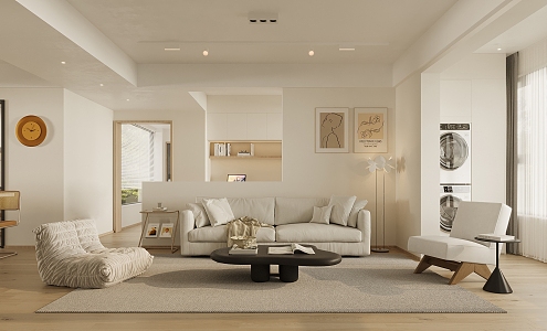 modern cream living room cream living room 3d model