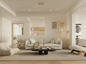 modern cream living room cream living room 3d model