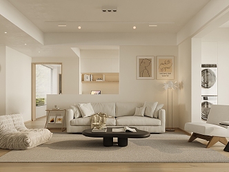 modern cream living room cream living room 3d model