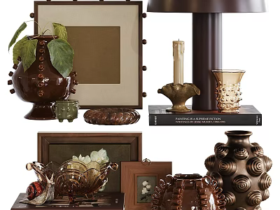 Decorative Ornament Set With Vase Frame Candle Holder Lamp And Tray 3d model