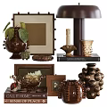 Decorative Ornament Set With Vase Frame Candle Holder Lamp And Tray