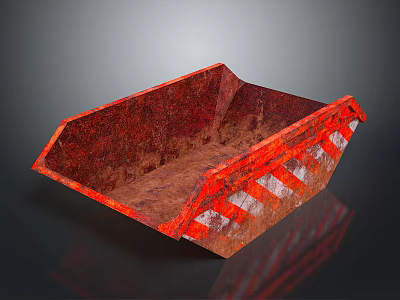Rusty Red Construction Container With White Stripes And Industrial Design 3d model
