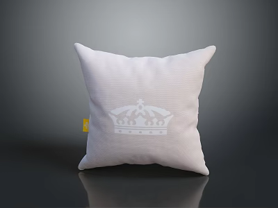 Car Interior Decorative Pillow With White Crown Design And Yellow Tag 3d model