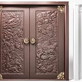 Intricately Carved Double Doors Featuring Bronze White Finish Golden Borders And Knockers