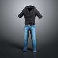 Black Casual Hoodie Paired With Blue Denim Jeans Daily Outfit Ensemble