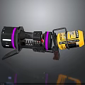 Mechanical Sci Fi Weapon With Yellow Black Purple Components And Spring Structure