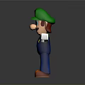 Green Hat Blue Overalls Character Figure With White Gloves And Brown Shoes