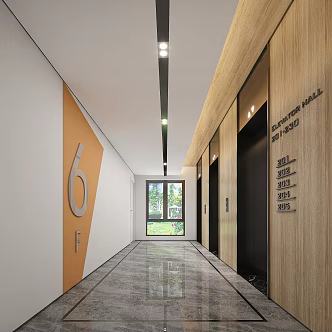 modern elevator hall elevator car 3d model