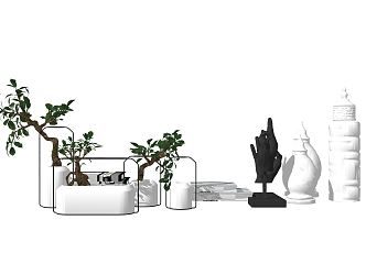 Modern Ornaments Combination Bonsai Ornaments Ceramic Pot Jewelry 3d model