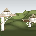 Boutique Hotel Architecture With Dome Structure Spiral Staircase And Elevated Platform In Green Hills