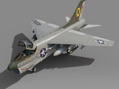 Vintage Military Fighter Jet With Open Cockpit Wing Emblem And Weapon Mounts 3d model