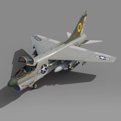 Vintage Military Fighter Jet With Open Cockpit Wing Emblem And Weapon Mounts 3d model