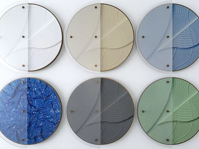 Round Leaf Pattern Wall Decor with Various Colors and Textured Design 3d model