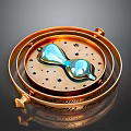 Decorative Blue Hourglass In Golden Circular Frame With Star Patterns And Engraved Quote