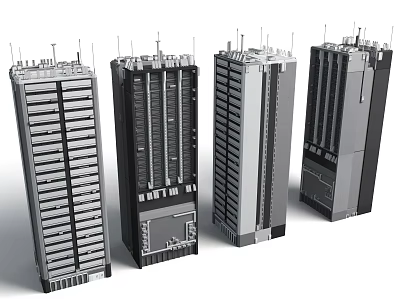 Future Architecture Skyscrapers With Modern Glass Facades And Urban Design Elements 3d model