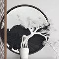New Chinese style end view table pendant single chair combination 3d model