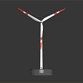 Industrial Wind Turbine Model With White Blades Red Markings And Green Base Platform