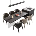 Modern Dining Table And Chairs Set With Hanging Light Candle Book And Cabinet