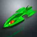 Green Streamlined Futuristic Vehicle Design With Aerodynamic Shape And Red Circular Component 3d model