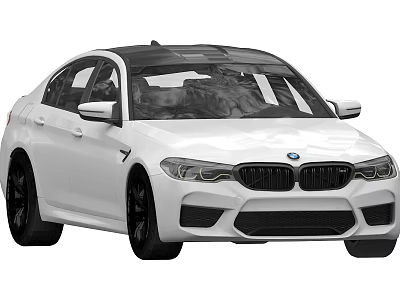 White BMW Sports Sedan With Black Wheels Black Roof And Modern Front Grille Design 3d model