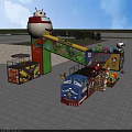 Colorful Shipping Container Playground Building with Cartoon Characters Slide and Train