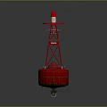 Modern Red Lighthouse Shaped Floor Lamp Furniture With Metal Frame And Round Base