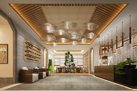 New Chinese Hall Hotel Lobby 3d model