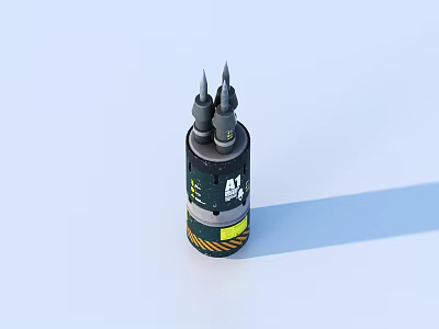 Practical Household Storage Container With Two Utility Tools And Green Black Yellow Accent Design 3d model
