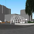 Pocket Park Creative Corridor Frame Arch Flower Frame Arch Corridor Frame Pot Placement Rack Leaf Vein Corridor Frame Metal Frame Metal Structure Flower-shaped Sitting Stool 3d model