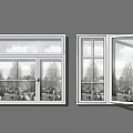 Modern casement window combination 3d model