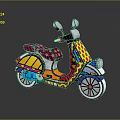 Vibrant Colorful Patterned Scooter With Artistic Design And Reflective Finish
