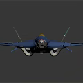 Blue Airplane Model with Green Wings Yellow Cockpit Red Blue Striped Nose on Dark Background