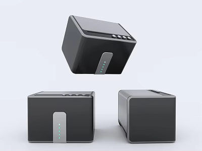 Black Cube Speakers With Modern Design Floating Unit Multiple Units And Indicator Lights 3d model