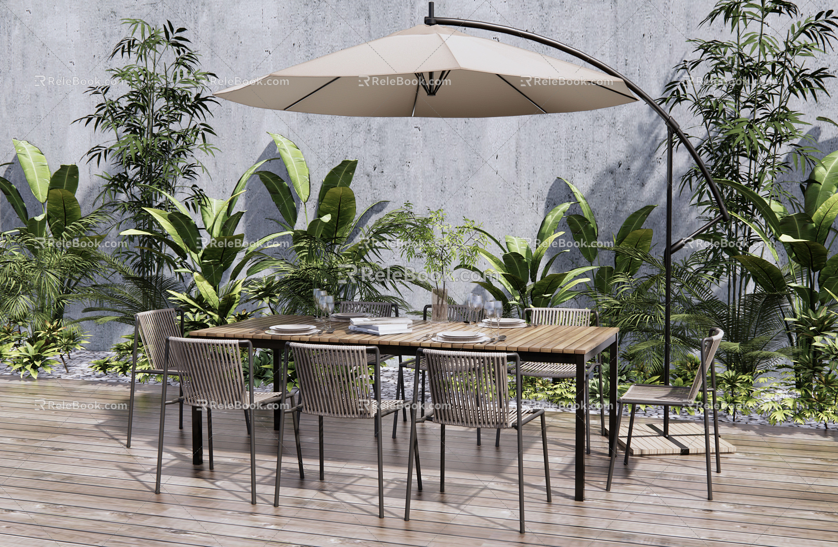 Modern Outdoor Table and Chair Outdoor Leisure Table and Chair 3d model