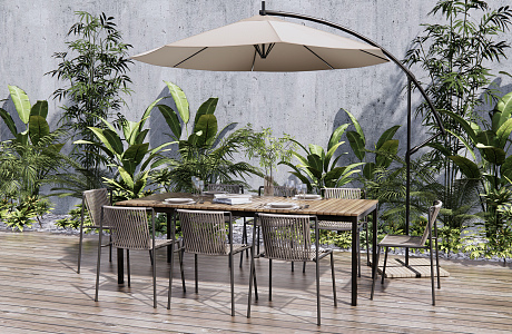 Modern Outdoor Table and Chair Outdoor Leisure Table and Chair 3d model