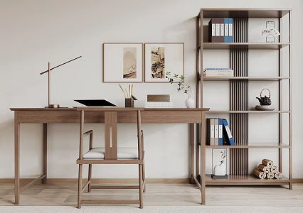 New Chinese Style Desk and Chair 3d model