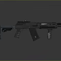 Modern Tactical Weapon Design With Scope Magazine And Black Blue Details