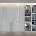 Modern White Wardrobe With Geometric Line Design Open Shelves For Toys And Decorations