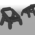 Stylish Black Balloon Design Single Chair With Modern Unique Structure 3d model