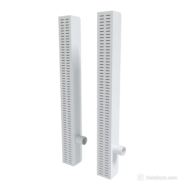 White Vertical Perforated Pipe With Bottom Connection Port And Smooth Surface 3d model 