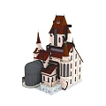 Ancient Architecture With Spires Towers Red Brown Roofs Stone Base And Arched Windows