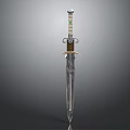 Decorative Medieval Sword With Gemstone Hilt And Intricate Blade Patterns 3d model