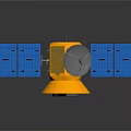 Advanced Space Satellite Featuring Blue Solar Panels And Golden Antenna Design
